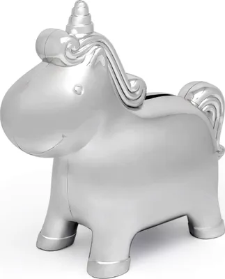 Produktbild von Silbernes Sparschwein für ein Kind, elegant, als Geschenk, Einhorn | Größe: 140x67x132 mm | Artikelnummer: ZV6164061