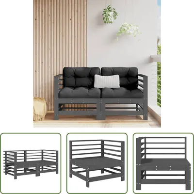 Produktbild von The Living Store Garten-Ecksofas 2 Stk. Grau Massivholz Kiefer