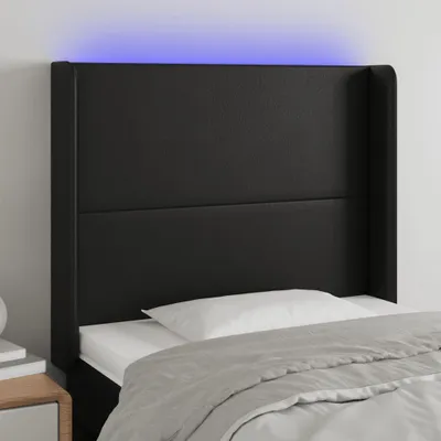 Produktbild von The Living Store LED Kopfteil Schwarz 93x16x118/128 cm Kunstleder