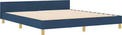 Imagen del producto de Estructura de cama con cabecero, color azul, 180 x 200 cm, tapizada
