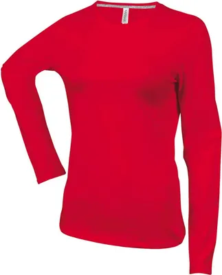 Produktbild von Kariban Damen Langarmshirt T-Shirt Longsleeve Shirt Baumwolle Rundhals, Größe:M, Farbe:Rot