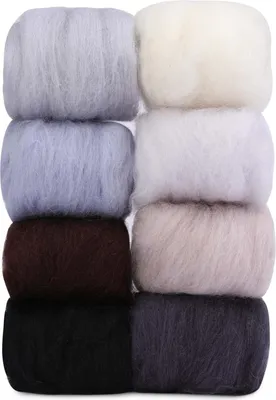 Produktbild von Felt Wool, 80 g Felt Wool of 8 Colours, Wool Roving, Felting Wool Dry Felting, Needle Felt Accessories, Needle Felt Wool Kit, Needle Felt Wool Set, for Starter DIY Wool Crafts, Winter
