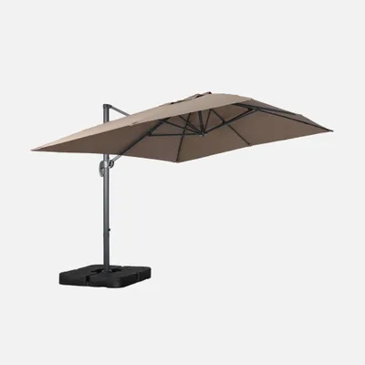 Produktbild von sweeek - Rechteckiger Ampelschirm 3x4m + befüllbare Ballastplatten 50x50cm - Taupe