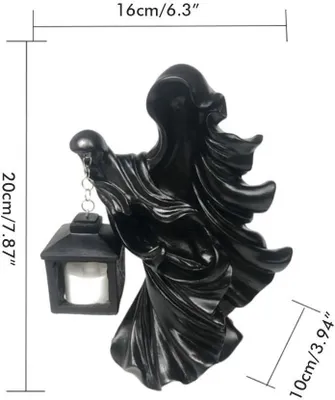 Zdjęcie produktu dla Żywiczny duch z latarnią, żywiczna statuetka posłańca z piekła duchów, rzeźba na Halloween