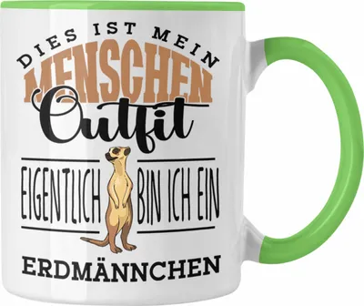 Produktbild von Trendation - Lustige Erdmännchen Tasse Geschenk für Erdmännchenliebhaber (Grün)
