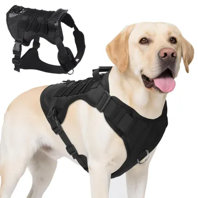 Produktbild von Taktisches Hundegeschirr Anti-Zug Ausbruchsicher mit Griff Atmungsaktiv Schwarz XL
