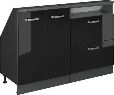 Produktbild von Dachschrägenschrank-Set Vicco Rion Schwarz Hochglanz 2er Set, Model 55957