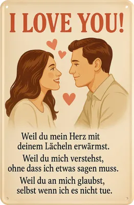 Produktbild von Blechschild AstraDesign 20x30 cm „I love you Blechschild“ – Metallschild Wanddeko, Schild, Geschenkidee