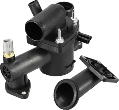 Produktbild von No.AJ89485 Motorkühlmittelthermostat-Gehäusebaugruppe für Jaguar XJ8 2004-2005 / Innerer Wasserpumpenthermostat / Langlebiges Kunststoffmaterial / 1 Stück Schwarz