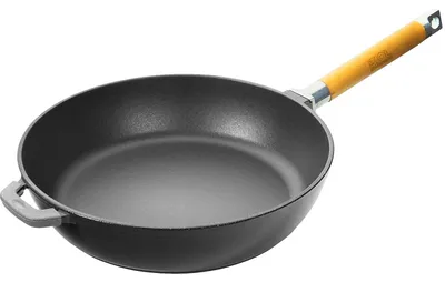 Produktbild von Emaillierte Gusseisen-Bratpfanne 24cm Tief mit abnehmbarem Griff für alle Herdarten inkl. Induktion Backofen gleichmäßige Hitzeverteilung ideal für Schmoren
