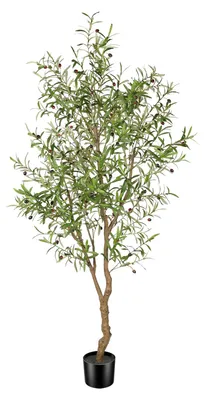 Image de Olivier artificiel de 210 cm – Olivier artificiel réaliste de 210 cm de haut en pot, idéal pour la décoration des intérieurs et des bureaux.