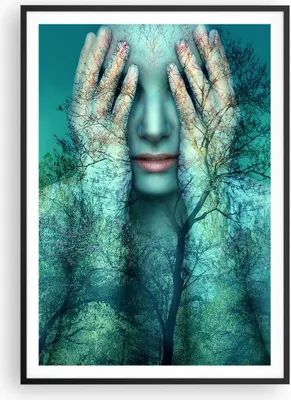 Produktbild von Gerahmtes Poster - Schwarzer Rahmen - Frau Natur Grafik - 70x100 cm - Wand Bild - Wanddeko - Wandbilder - Kunstposter - Wandposter - Bilderrahmen - Bilder - Kunstdruck - Wandbild - P2BPA70x100-4254