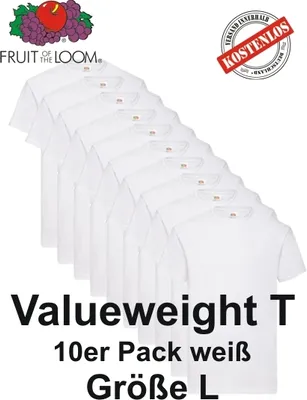 Produktbild von 10er Pack Fruit of the Loom Valueweight T-Shirt Farbe: weiß Größe: L