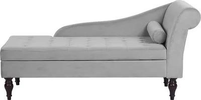 Produktbild von BELIANI Chaiselounge Hellgrau Samtstoff Massivholz Bettkasten Wohnzimmer Schlafzimmer
