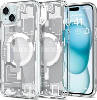 Produktbild von Spigen ACS07035, Cover, Apple, iPhone 15 Plus, 17 cm (6.7"), Transparent, Weiß