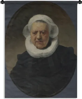 Produktbild von MuchoWow® Wandteppich Wandbehang Porträt von Aechje Claesdr - Rembrandt van Rijn 60x80 cm Tapisserie Dekoration Wandtuch - Decke - Wandtücher - Wohne
