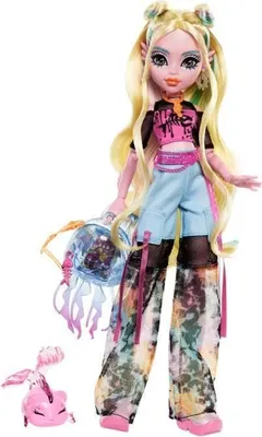 Produktbild von Monster High Puppe Lagoona Blue, Mit Tier Neptuna, Inklusive Zubehör, Macaron-Haare