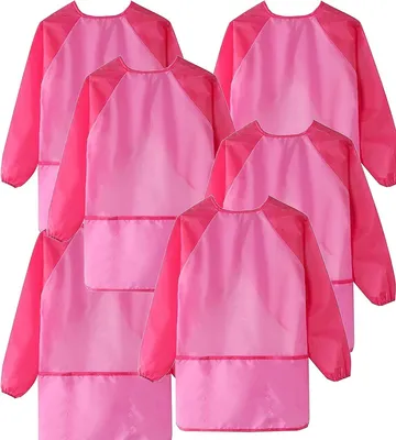 Produktbild von Rosa Malschürze - Malschürze - Rosa - 6 Stück - Kinderschürze - Bastelschürze - Schürze - Kindermalschürze - Schürze mit Ärmeln für Kinder - CHPN