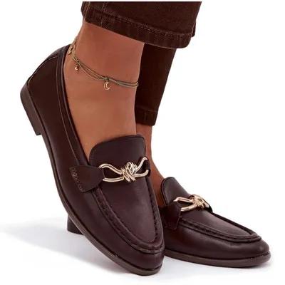 Zdjęcie produktu dla Loafersy Damskie Z Ozdobnym Detalem Czekoladowe Rosynne 37