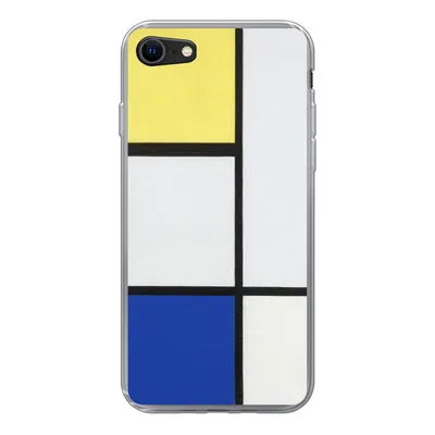 Produktbild von MuchoWow® Handyhülle Schutzhülle Hülle für iPhone SE 2022 Komposition mit Gelb, Blau und Schwarz - Piet Mondrian Silikon Softcase Handy Hülle - Schutzhülle