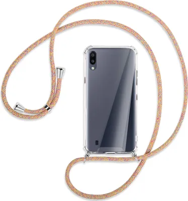Produktbild von Handykette Backcover-Schutzhülle mit Band (Metall silberfarben) für Samsung Galaxy A10 - Rainbow