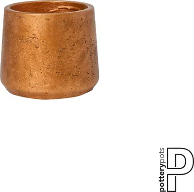 Productafbeelding van Keramische bloempot, metallic koperkleur, diameter 16,5 cm, hoogte 14 cm