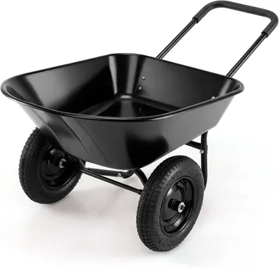 Imagen del producto de Carretilla de mano con 2 ruedas, capacidad de 78 litros, estructura de metal, ideal para jardín y patio