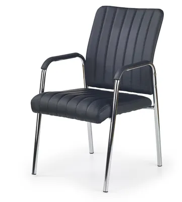 Produktbild von Gepolsterter Konferenzsessel VIGOR Schwarz mit Armlehnen und fester Rückenlehne 53x92x58 cm