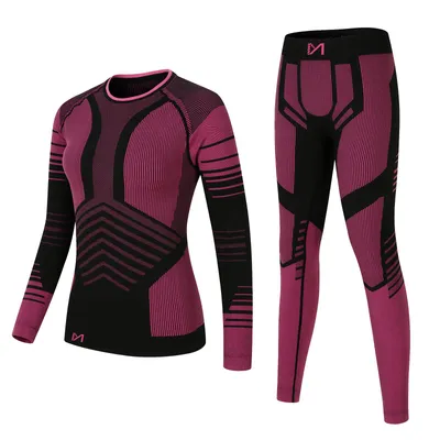 Obrázek produktu pro Dvoudílná souprava termoprádla pro ženy, vysoce elastické zimní termoprádlo, vhodné na jógu a jiné sporty - Rose red-XL