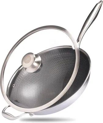 Produktbild von Famanu Wokpfanne 32 cm mit Antihaftbeschichtung - Premium Edelstahl