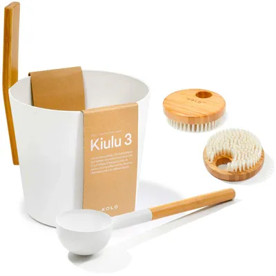 Produktbild von SET> KOLO Sauna Kübel 3 + Kelle weiss + 2x Bürste