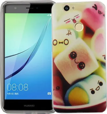 Produktbild von Handy Hülle für Huawei Nova Cover Case Schutz Tasche Motiv Slim Silikon TPU Schriftzug Marshmallows