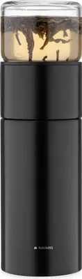 Produktbild von Navaris Teeflasche aus Edelstahl und Glas mit Sieb - 300ml Tee Flasche Teekanne to go - Teebecher Trinkflasche Teebereiter aus Borosilikatglas