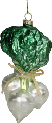 Produktbild von Christbaumschmuck Glas 8,9cm Rettich Figur Weiß / Grün