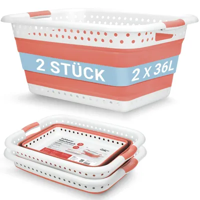 Produktbild von Set von 2 faltbaren Wäschekörben 36L für schmutzige Wäsche und Camping