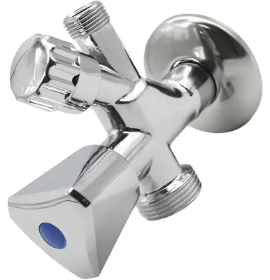 Zdjęcie produktu dla Zawór kątowy kombi 1/2 cala x 3/4 cala x 3/8 cala - chromowany, do podłączenia wody