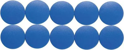Produktbild von MAUL Magnet rund 10 Stück 0,6 kg Kunststoff Ferrit bruchsicher erodiert lackiert Ø 2.4 x 0.8 cm blau