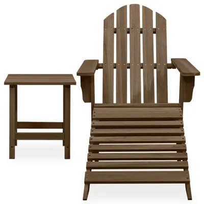 Image de vidaXL Chaise de jardin Adirondack avec repose-pieds & table en bois de sapin brun
