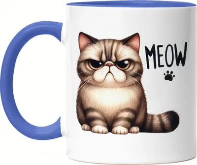 Produktbild von Meow Katze Grumpy Tasse Blau Lustig Geschenkidee für Katzenliebhaber