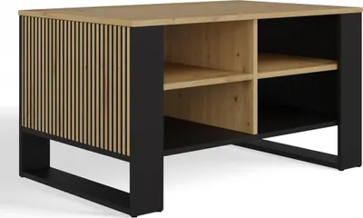 Produktbild von Couchtisch Modern 4P Slim Eiche Artisan / schwarze Beine