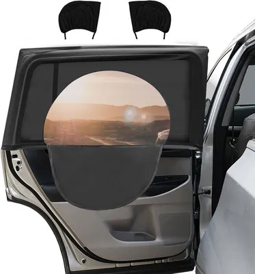 Image de (Fenêtre latérale arrière) Stores pour fenêtre de voiture, pack de 2 Pare-soleil en maille respirante pour fenêtre latérale, protection de l'intimité des animaux domestiques lors du stationnement en voyage