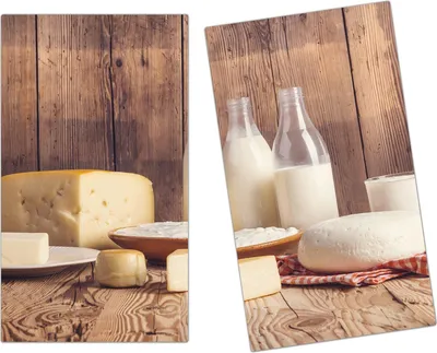 Produktbild von Spritzschutz Herdabdeckplatte Schneidebrett aus Glas Viefalt an Milchprodukten 2-Teilig (60x52cm)
