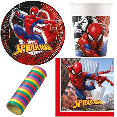Produktbild von Partyset Spiderman Kindergeburtstag Einweggeschirr für 8 Kinder 37 tlg.