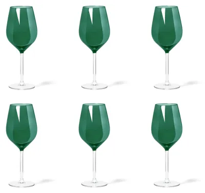 Weinglas-Set 6er, dunkelgrün, Glas, 500 ml, spülmaschinengeeignet