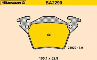 Produktbild von BARUM Bremsbelagsatz, Scheibenbremse Hinterachse BA2290