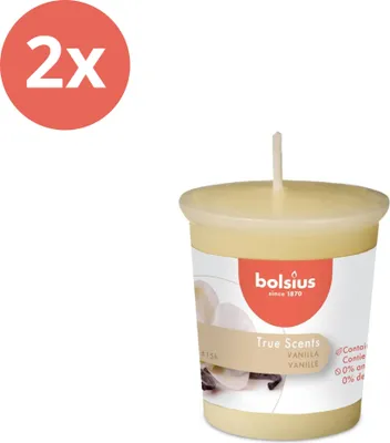 Produktbild von Bolsius – True Scents – Votivkerze rund – 53/45 – Vanille - Vorteilspack - 2 Stücke