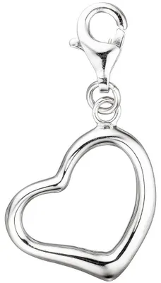 Immagine prodotto di Ciondolo a forma di cuore, modello "einhänger", con charm pendente, realizzato in argento sterling 925 e placcato in rodio