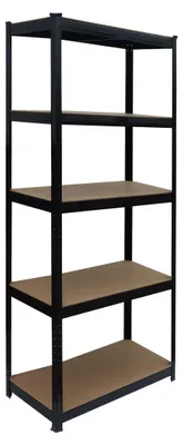 Productafbeelding van Relaxdays zwaar belastbaar rek, HxBxD: 180 x 75 x 30 cm, draagvermogen: 875 kg, 5 niveaus, opslagrek voor de kelder, eenvoudig te monteren, zwart/bruin