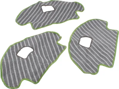 Three cleaning cloths for a robot vacuum cleaner are laid out on a white background.