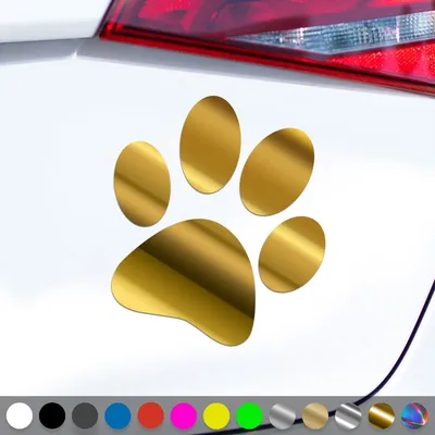 Produktbild von PantherPixel Hundepfoten Aufkleber Katzen Tiere Welpen Tatzen Sticker Auto Geschenkidee Farbe Chrom-Gold